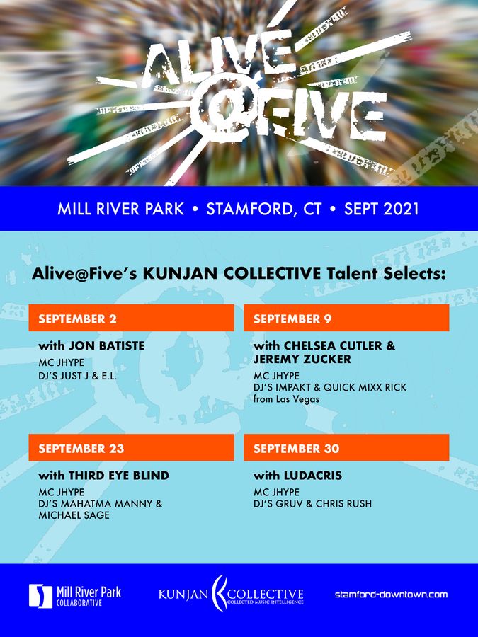 Alive@Five — September 2021 — flyer, September 2 – 30, 2021, Stamford, CT