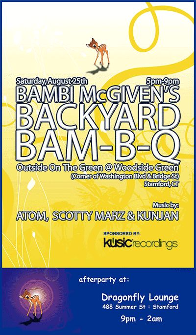 Bambi McGiven's Backyard Bam-B-Q — flyer, August 25, 2007, Stamford, CT