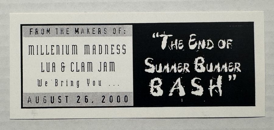 The End of Summer Bummer Bash — flyer, August 26, 2000, Stamford, CT