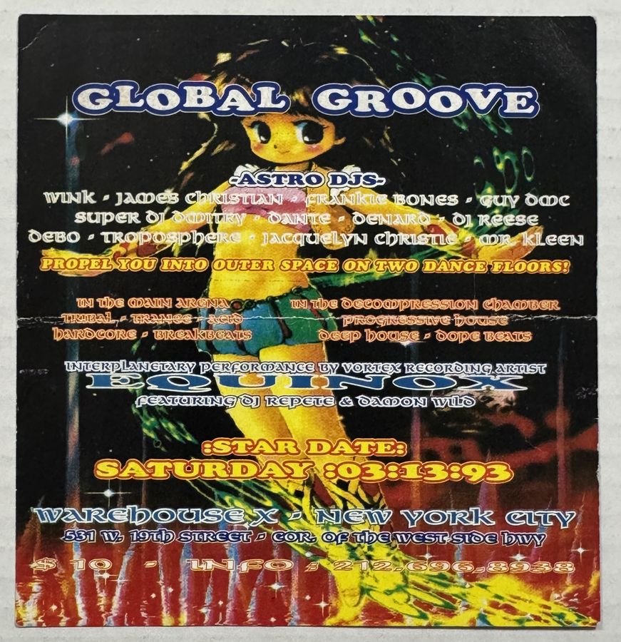 Global Groove — flyer, March 13, 1993, New York, NY