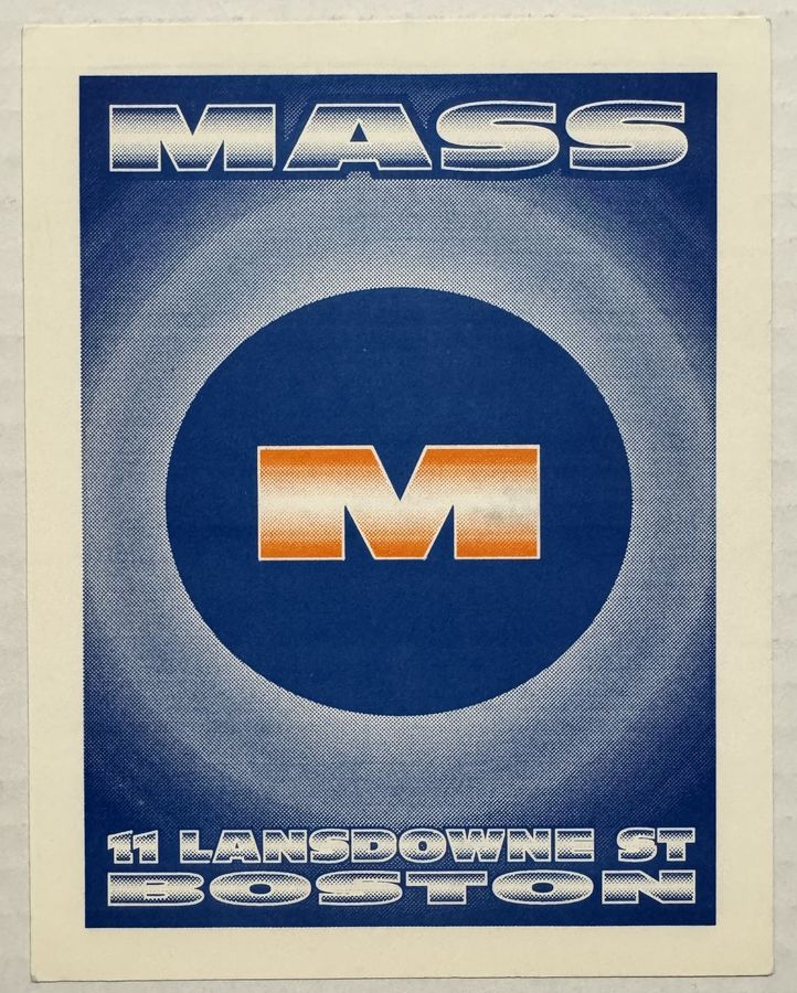 Mass '93 — flyer, April 8 – 29, 1993, Boston, MA