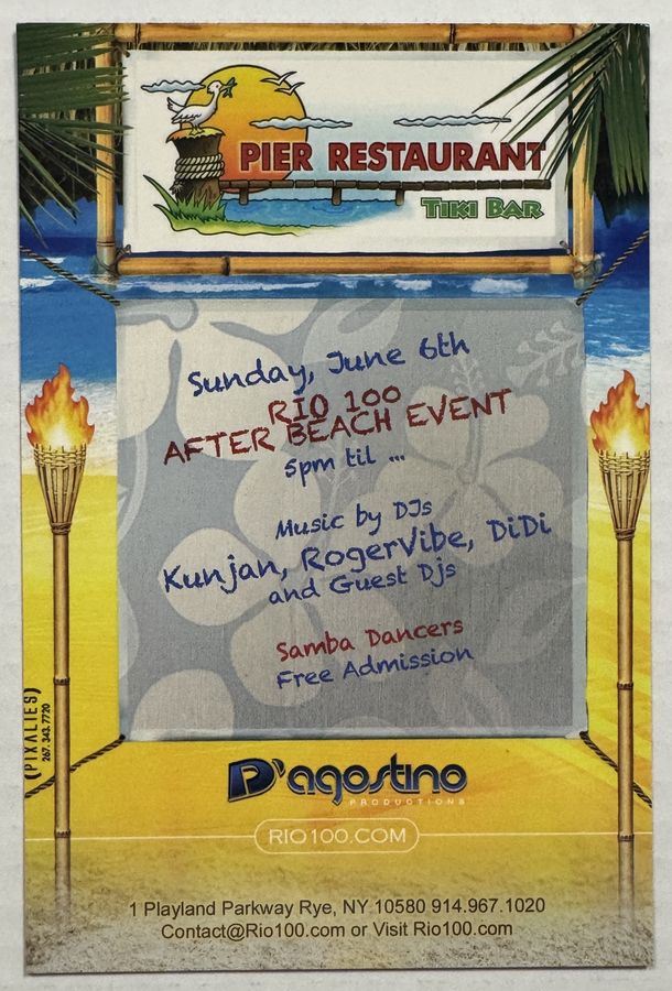 Rio 100 — After Beach Event — flyer, June 6, 2010, Rye, NY