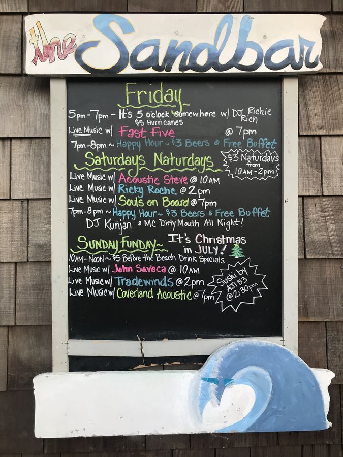 The Sandbar — flyer, July 27, 2019, Ocean Beach, Fire Island, NY